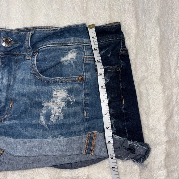 American Eagle Outfitters Distressed Jean Shorts - Light Blue and Dark Blue - Picture 7 of 7